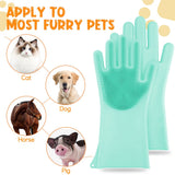 1 x Brand New Comfpet grooming gloves for dogs and cats, cat brush gloves, grooming gloves, brush for cats, hanging design, bathing and massaging for puppies and kittens, 1 pair green  - RRP €10.51