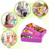 20 x Brand New Kisstta LunchBox Adults, 3 Layers Stackable Lunch Box with Compartments, 1000ML Japanese Leak-Proof Bento Box, Microwave Safe, Purple - RRP €160.0