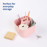 1 x RAW Customer Returns BLUE GINKGO Multipurpose Storage - Stackable Plastic Caddy with Handle Craft Caddy, Desk Caddy, Art Organizers and Containers, Makeup Caddy Square - Pink - RRP €18.29