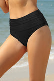 1 x RAW Customer Returns SHEKINI Women s Swimming Trunks Swimwear Ruched Abdominal Control Bikini Bottoms Summer High Waist Pleated Retro Tummy Control Classic Swimming Trunks for Women Black, L  - RRP €28.22