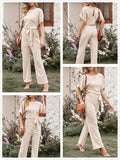 1 x RAW Customer Returns HAPPY SAILED women s long-sleeved O-neck elegant long jumpsuit overall pants suit playsuit romper S-XL  - RRP €49.99