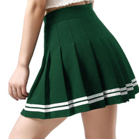 1 x RAW Customer Returns Dressystar Women s Stretchy Pleated Skirt Schoolgirl Striped Versatile Teenager Skater Skirt Green White Stripes S - RRP €21.4