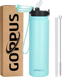 1 x RAW Customer Returns GOPPUS 1L 32oz Thermos Bottle with Straw Double Layer Stainless Steel Drinking Bottle 1 Liter Insulated Bottle Leak-Proof Sports Water Bottle Carbonated Water Bottle Drinking Bottles BPA-Free Water Bottle - RRP €17.36