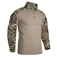 1 x RAW Customer Returns FICUHGOC Men Military Tactical Shirt Long Sleeve Outdoor Camo Combat T-Shirt with Zipper CP,L  - RRP €35.98