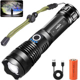 1 x RAW Customer Returns LEKIA LED Flashlight USB Rechargeable, Extremely Bright 90000 Lumens XHP70.2 Rechargeable Flashlight, 5 Modes Tactical Zoomable Waterproof Flashlights for Outdoor Camping, Battery Included - RRP €24.99