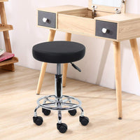 1 x RAW Customer Returns KKTONER rolling stool bar stool office stool rotatable made of artificial leather height adjustable black - RRP €39.73