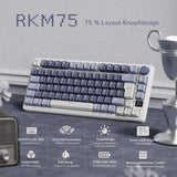 1 x RAW Customer Returns RK ROYAL KLUDGE M75 Gaming Keyboard Wireless 75 TKL Mechanical Keyboard RGB 2.4 GHz Wireless Bluetooth USB-C QWERTZ with OLED Smart Display and Button Hot Swappable Brown Switches, Lavender Purple - RRP €129.99