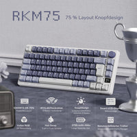 1 x RAW Customer Returns RK ROYAL KLUDGE M75 Gaming Keyboard Wireless 75 TKL Mechanical Keyboard RGB 2.4 GHz Wireless Bluetooth USB-C QWERTZ with OLED Smart Display and Button Hot Swappable Red Switch, Lavender Purple - RRP €110.41