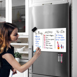 2 x RAW Customer Returns CUHIOY Magnetic Whiteboard Fridge Magnetic Board A3 for Family Menu Weekly Planner, Shopping List, Memo Reminder Note, Children s Graffiti Wipeable Flexible Magnet White Board, 4 Markers 1 Eraser - RRP €37.98