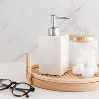 1 x RAW Customer Returns Superior Interior Soap Dispenser White 500 ml in Marble Look for Bathroom Kitchen Refillable Dishwasher Dispenser, Soap Dispenser, Pump Dispenser, Foam Dispenser, Shampoo Bottles for Filling White  - RRP €17.51