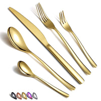 1 x RAW Customer Returns HOMQUEN 30 Piece Gold Cutlery Set, Gold Cutlery Set Made of Stainless Steel, Gold Titanium Coating, Utensil Sets Service Set for 6 Shiny Gold  - RRP €35.4