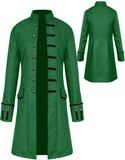 1 x RAW Customer Returns Halloween Costume Men s Tailcoat Coat, Men s Steampunk Gothic Medieval Jacket, Victorian Frock Coat Uniform Tuxedo Retro Long Button Clothing Green, XXXL  - RRP €38.76