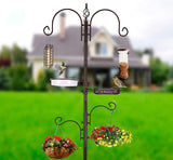 1 x RAW Customer Returns MIXXIDEA Deluxe Bird Feeding Station Kit Bird Feeder Pole Multi Feeder Hanging with Metal Suet Feeder Bird Bath Mesh Tray for Attracting 1 Pack  - RRP €55.86