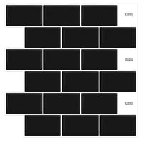 1 x RAW Customer Returns DEWOO tile stickers adhesive tiles kitchen back wall metro tiles wall tiles self-adhesive black bathroom kitchen 10 pieces, 30.5 x 30.5 cm  - RRP €34.88