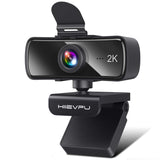 1 x RAW Customer Returns Hiievpu 2K Webcam with Microphone for PC Laptop, USB Webcam with Privacy, Plug and Play, Suitable for Streaming Gaming Video Conferencing Zoom YouTube Cisco WebEx Google Meet - RRP €30.24