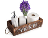 1 x Brand New Farmhouse Bathroom Decor Box - Double Sided Print with Funny Sayings - Decorative Toilet Paper Holder Storage in Distressed Brown - Rustic Bathroom Storage - RRP €24.99