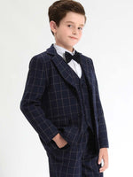 1 x RAW Customer Returns mintgreen Boys Suit Blazer Kids Formal Wedding Outfits Winter Gentleman Tuexdo Sets, Navy Blue, 8-9 Years, 140 - RRP €42.52