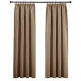 1 x RAW Customer Returns PONY DANCE ruffle tape curtains opaque set of 2 short heat-insulating curtains living room thermal curtain cold protection blackout curtains ruffle tape, H 175 x W 140 cm, cappuccino - RRP €29.34