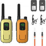 1 x RAW Customer Returns Radioddity PR-T3 Walkie Talkie PMR446 Radio VOX with 16 Channels Flashlight 4KM Range Rechargeable Batteries for Adventure, Outdoor, Camping, 2 Pieces Orange Yellow  - RRP €30.7