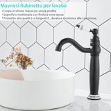 1 x RAW Customer Returns Maynosi Victorian Bathroom Sink Faucet, Retro Tall Sink Faucets for Countertop, Classic Ceramic Lever Faucets, 360 Degree Swivel Spout, Brass Matte Black  - RRP €55.66