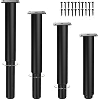 1 x RAW Customer Returns RHUAFET Pack of 4 Furniture Feet Height-Adjustable Metal Black Furniture Legs, Adjustable Height, Load-Bearing, Adjustable Furniture Legs for TV Cabinet, Sofa, Bed Feet for Furniture 20-35 cm, Black  - RRP €25.2