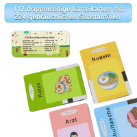 1 x RAW Customer Returns satxtv learning toy, talking flash cards German English, learning cards children 112 sheets 224 words for 1-6 years old, preschool words learning interactive toy gift children - RRP €18.13