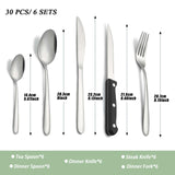 1 x RAW Customer Returns Cutlery set, Pleafind 30-piece cutlery set for 6 people, cutlery made of food-grade stainless steel, cutlery set, cutlery including spoon, knife, fork, steak knife, dishwasher safe - RRP €20.99