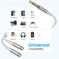 1 x RAW Customer Returns MOSWAG Headphone Microphone Splitter, Headphone Adapter 1 to 2 Jack, 3.5mm TRRS Male to 2 x 3.5mm Female Plug Headphone Microphone Audio Splitter for Gaming Headset, PS4, Xbox One, Notebook - RRP €21.6