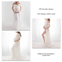 1 x RAW Customer Returns Pregnant Women Elegant Maxi Dress Off Shoulder Full Length Maternity Dress Maternity Dress with Front Slit for Photo Shoot Wedding Party XL  - RRP €37.87