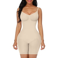 1 x RAW Customer Returns FeelinGirl Shapewear Bodysuit Seamless V-Neck Shaping Bodysuits for Women Tummy Control Overbust Seamless Body Shaper with Adjustable Strap Skin Color M L - RRP €30.82