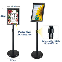 1 x RAW Customer Returns A4 Information Stand Poster Stand Aluminum Sign Holder Snap Frame, Angle and Height Adjustable, Sign Frame for Wedding Business Event Display. Black  - RRP €43.99