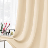 1 x RAW Customer Returns CUCRAF Opaque Curtains with Eyelets Curtains Set of 2 H 225 x W 140 Blackout Curtain Beige Thermal Curtain Heat Protection Thermally Insulated, Eyelet Curtain for Bedroom Living Room - RRP €30.99