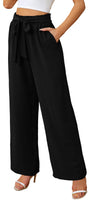 1 x RAW Customer Returns Actcat women s trousers wide loose straight cut palazzo pants high waist stretchy lounge elegant pants with pockets suitable for casual work women s pants summer airy summer pants women loose, black - RRP €32.99