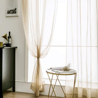 1 x RAW Customer Returns MIULEE Set of 2 Voile Curtains, Transparent Voile Curtains, Polyester Rod Pull-through, Transparent Living Room, Airy Decorative Curtain for Bedroom, Light Brown, 55 W x 96 L, Rod Pocket - RRP €24.99