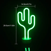 1 x RAW Customer Returns LED Cactus Neon Light with Holder Base Older Children Standing Night Light USB Battery Green Decorative Light Logo for Kids Girls Room Decoration Birthday Party Holiday Decoration Green Cactus  - RRP €19.15