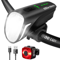 1 x RAW Customer Returns Gardien LED bicycle light set, 100 LUX USB bicycle lighting set with 4 light modes, rechargeable bicycle lamp, bicycle light set, bicycle lamp front and rear light set, bicycle light IPX5 waterproof silver  - RRP €36.98