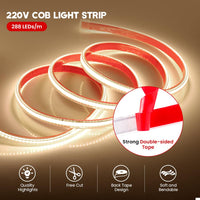 1 x RAW Customer Returns XUNATA COB LED Light Self Adhesive 288LEDs m IP65 Waterproof 230V Super Bright Flexible LED Strip for Stairs, Bedroom, Christmas, Party etc Natural White, 2m  - RRP €20.4