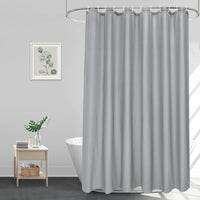 1 x RAW Customer Returns EurCross shower curtain gray 180x200 textile bath curtain for bathroom, bath curtain made of fabric, waterproof washable anti-mold shower curtains with 12 rings - RRP €16.99