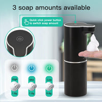 1 x RAW Customer Returns Soap Dispenser Automatic Foam Wall Mounted with Sensor - LAOPAO Electric Soap Dispenser with Induction Infrared Set and USB Charging IPX5 Waterproof, Motion Sensor for Kitchen Bathroom Black  - RRP €30.24