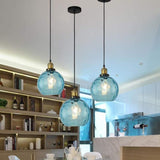 1 x RAW Customer Returns Modern Glass Pendant Light Blue Globe 1-Light Pendant Lamp for Bar Kitchen Dining Room and More - RRP €48.19