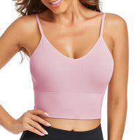 1 x Brand New Litthing Sports Bra Camisole Tank Tops Seamless Push Up Lingerie Brassiere Padded Yoga Bra for Women Strap Shorts Pink, XXL  - RRP €22.8