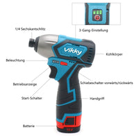 1 x RAW Customer Returns Vikky 16V 1 4 Hex Impact Wrench 2.0Ah Cordless Screwdriver with Adjustable Torque and Brushless Motor for Strong Performance. Suitable for Home and DIY. - RRP €68.57