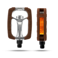 1 x RAW Customer Returns Bicycle pedals, classic bicycle pedals for city trekking with non-slip rubber pedals Includes reflectors, industrial ball bearings, StVZO approved, comfort, light, one size EU brown  - RRP €17.14