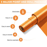 1 x RAW Customer Returns Bocguy Plotter Film Textile, 30.5 cm x 6.1 m Heat Transfer Vinyl Flex Film Rolls with Plotter Tool, Plotter Vinyl Film for Iron Hot Press, T-Shirts More Fabrics, DIY Pattern Orange Yellow  - RRP €22.19