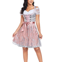 1 x RAW Customer Returns Jecarden Dirndl ladies midi traditional dress ladies dirndl dress with lace traditional costume including dirndl blouse dirndl apron 3 pieces for Oktoberfest carnival special occasions 38 - RRP €80.65