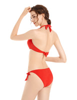 1 x RAW Customer Returns EONAR Women s Side Tied Bikini Sets Detachable Swimwear Push up Bikini Top with Halter Neck L, Red  - RRP €31.0