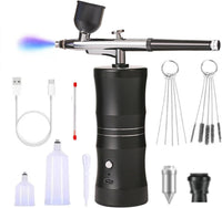 1 x RAW Customer Returns Airbrush Set with Air Compressor, Upgraded 7.4V 34PSI Airbrush Gun, Rechargeable Portable Cordless Airbrush Painting with 0.3mm Nozzle for Makeup, Cake Decoration - RRP €36.99