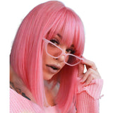 1 x RAW Customer Returns Wig Bob Pink with Bangs for Women Girls Short Straight Colorful Synthetic Cosplay Daily Wig for Women Pink Wig 002W - RRP €23.18