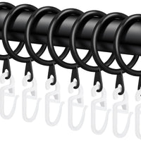 1 x RAW Customer Returns 40 pieces metal curtain rings, curtain hanging rings and plastic curtain hooks, 30 mm inner diameter for window curtain, bed curtain, shower curtain black  - RRP €13.1