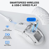 1 x RAW Customer Returns YINDIAO AJAZZ AJ199 Wireless Gaming Mouse, Ultralight 60g , Optical Sensor Pixart PAW3395, 26000 DPI, 2.4 GHz, 1ms, USB-C Cable, 6 Programmable Buttons, Long Battery Life, PTFE Feet, PC MAC - White - RRP €59.99